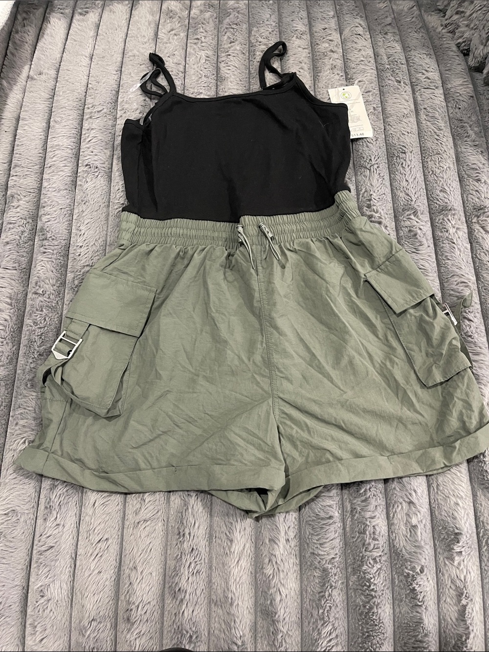 No Boundaries Olive Green Cargo Shorts with Buckle Pockets